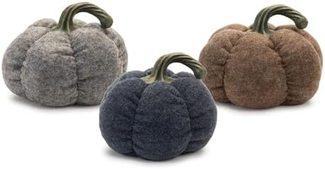 Melrose Plush Pumpkin Fall Decorations Set of 3