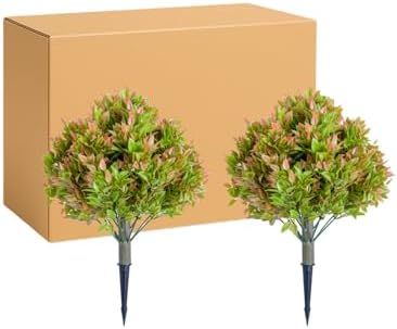 236 Inch Artificial Topiary Trees Set of 2 with Ground Spike