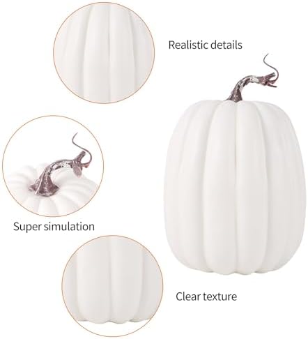 Large Fake Pumpkins for Fall Decor White 21cm15cm