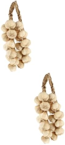 Luxshiny 4pcs Hanging Garlic Artificial Vegetable Decor Pendants