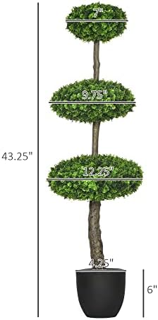 HOMCOM 2 Piece Artificial Boxwood Topiary Trees in Pots