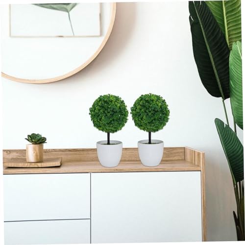 2PCS 10 Inch Artificial Topiary Trees in Pot Decor