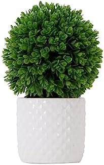 Nearly Natural 10 Inch Artificial Boxwood Topiary with Decorative Planter
