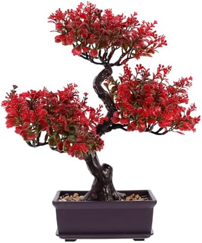Cabilock Artificial Red Bonsai Tree Indoor Decor