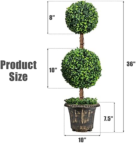 Goplus 3 Ft Artificial Boxwood Topiary Tree