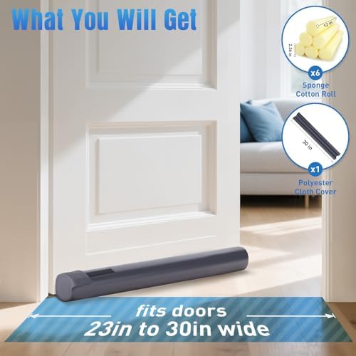 BlissTrends Door Draft Stopper 30 Inch Grey