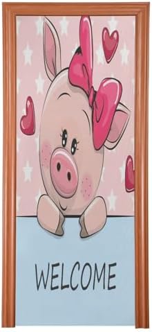 Susiyo Cartoon Pink Pig Halloween Door Cover 32x79 Inch