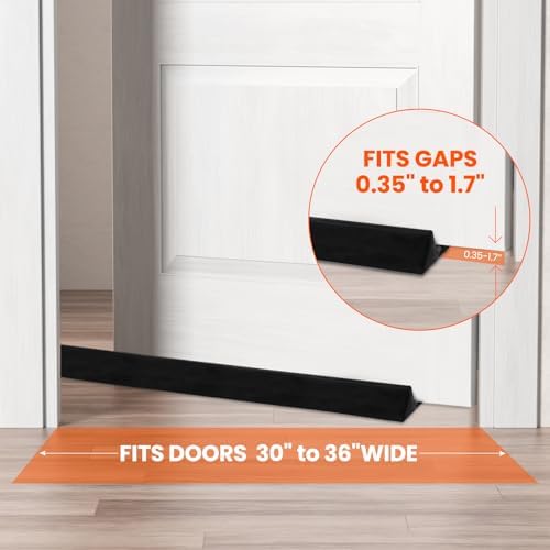GDHOMM Adjustable Door Gap Weather Stripping Draft Stopper 30-36 Inches Black