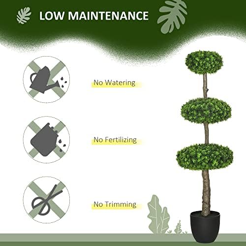 HOMCOM 2 Piece Artificial Boxwood Topiary Trees in Pots