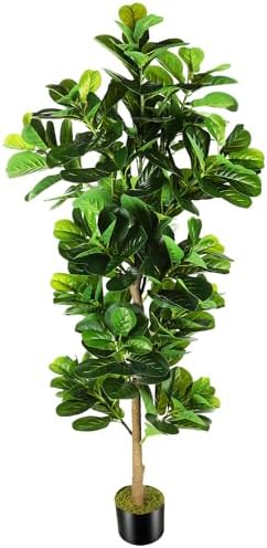 OXLLXO 73ft Artificial Fiddle Leaf Fig Tree with Plastic Pot