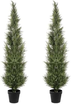 2Pack 5FT Artificial Cedar Topiary Trees