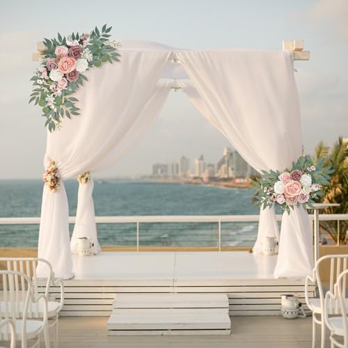 Finphoon Pink Wedding Arch Flowers Set of 2