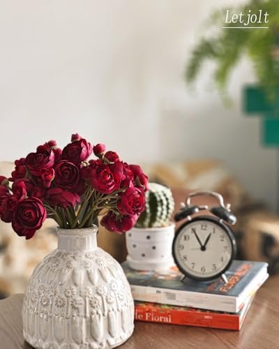 Letjolt 18 Pcs Dark Red Ranunculus Artificial Flowers Wedding Bouquets Centerpieces