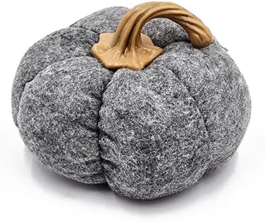 Set of 3 Gray Fabric Pumpkins for Fall Decor