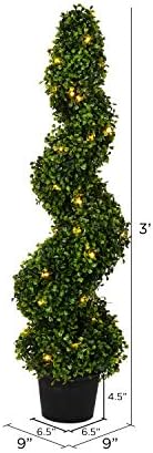 Vickerman Pre-Lit LED Artificial Boxwood Spiral Tree 3 Foot Tall