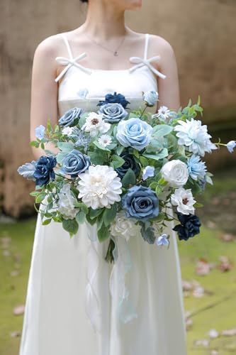 Blue Artificial Flowers Combo Box Set for DIY Decor