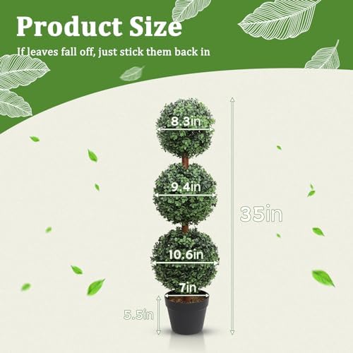 Artificial Topiary Ball Tree 35 Inch Set of 2