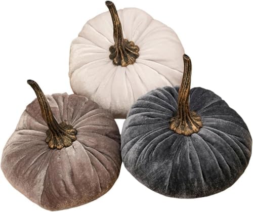 3pcs Artificial Velvet Pumpkins Decoration Set - Style A