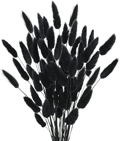 Uieke 17 Inch Black Dried Bunny Tails for Decor