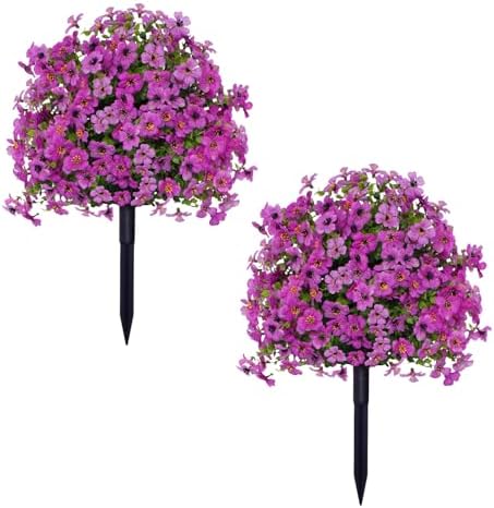 23in Artificial Violet Ball Topiary Trees Set of 2