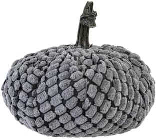 Farmhouse Weighted Pumpkins Set of 2 Gray Chenille Fall Decor