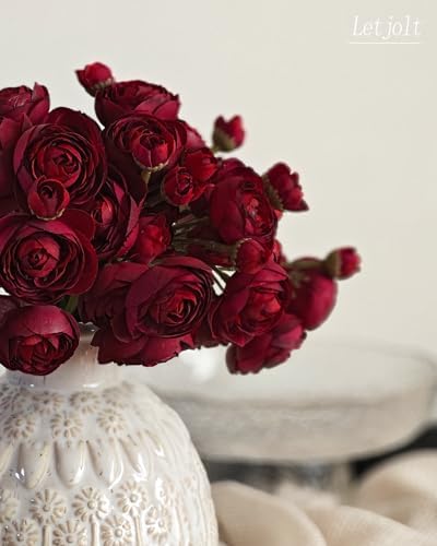 Letjolt 18 Pcs Dark Red Ranunculus Artificial Flowers Wedding Bouquets Centerpieces