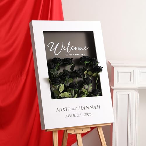 Hawesome 12PCS Artificial Silk Roses Bouquet with Realistic Black Stems