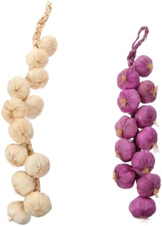 Garneck Artificial Garlic Hanging Rope 2Pcs