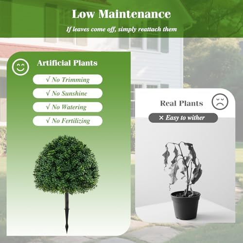Goplus 28 Inches Artificial Boxwood Topiary Set 2 Pack