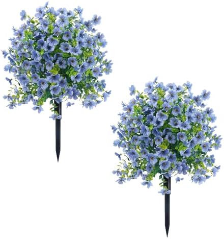 23in Artificial Violet Topiary Trees with Ground Spikes 2pc Blue