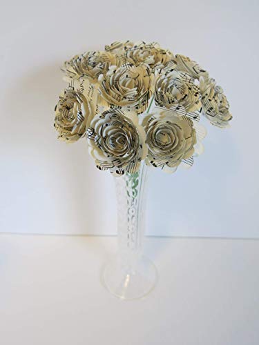 Scalloped Sheet Music Paper Roses for Wedding Centerpiece