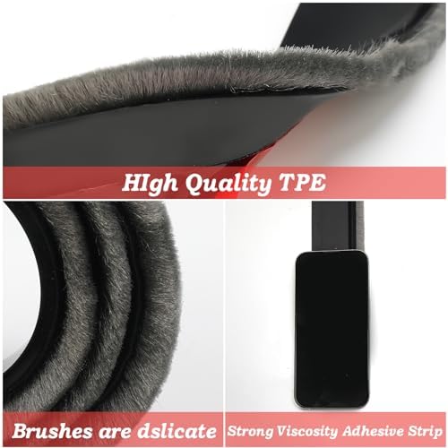 2 Pcs Door Sweep with Brush and Self Adhesive Seal