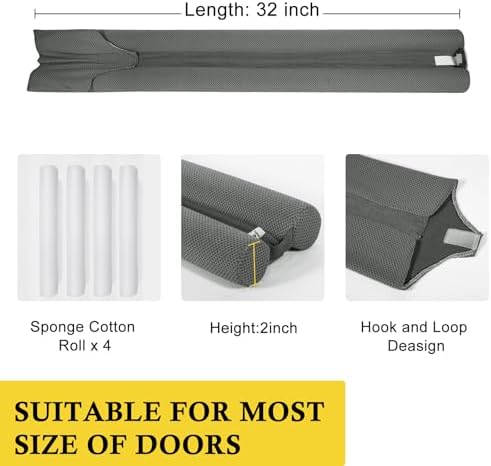 Fowong 32 Inch Adjustable Draft Stopper Grey