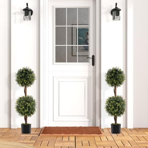 Goplus 3 Ft Artificial Boxwood Topiary Trees Set of 2