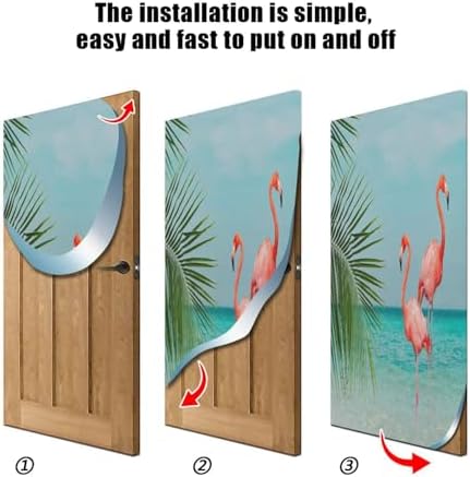 Susiyo Blue Beach Flamingos Door Cover for Halloween