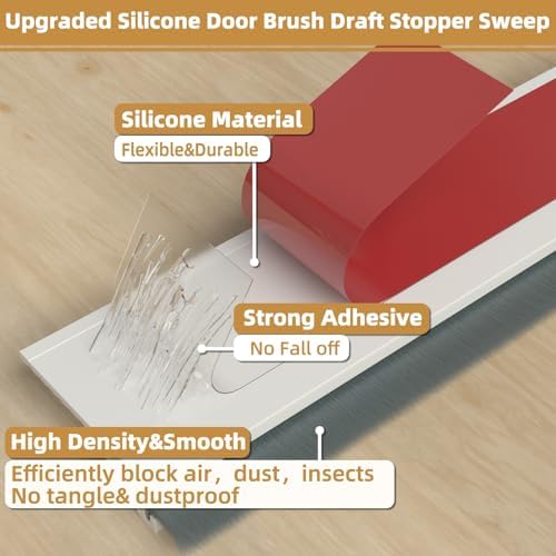 cuysfead 2Pack Door Draft Stopper with Brush and Strong Adhesive