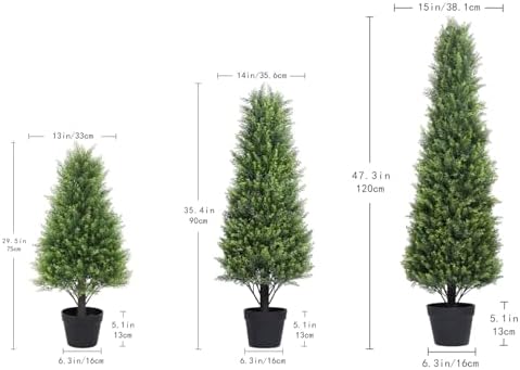 3ft Cedar Topiary Trees Artificial Outdoor Set of 2