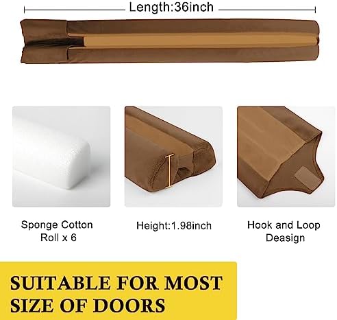 Fowong Door Draft Stopper 36 Inch Soundproof Seal Brown