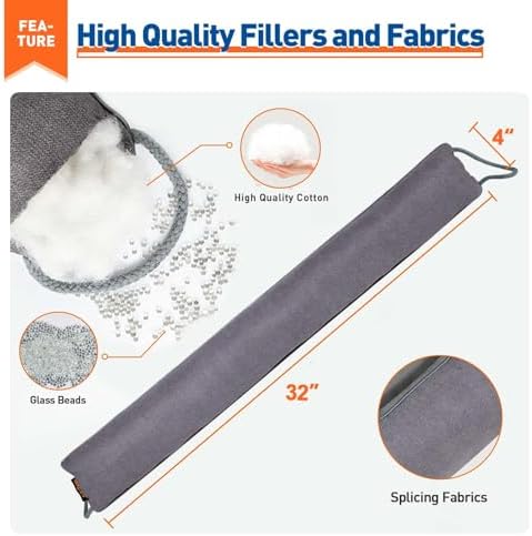 MAGZO Door Draft Stopper 32 Inch Gray
