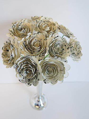 Scalloped Sheet Music Paper Roses for Wedding Centerpiece