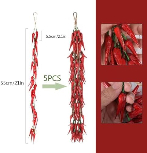 10pack Realistic Artificial Chili Peppers Hanging Decor