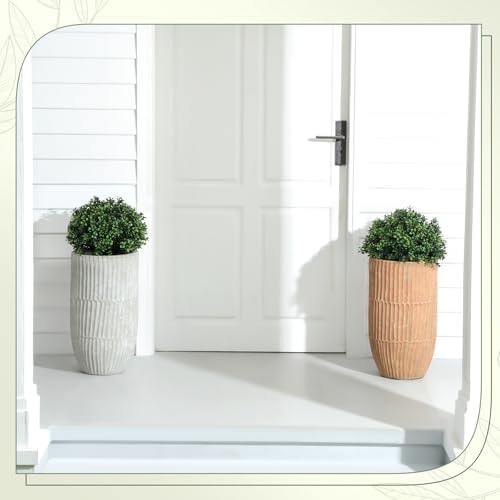 Yunlly 4 Pack 18 Inch Artificial Boxwood Topiary Trees