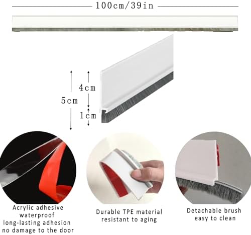 Yingd Door Draft Stopper with Brush 39 Inch Rubber Door Sweep