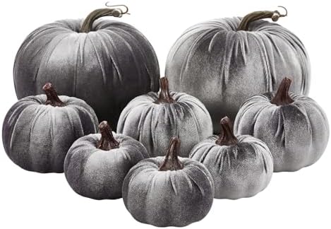 8PCS Velvet Pumpkins Artificial Decor for Halloween Thanksgiving
