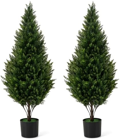 Goplus Artificial Cedar Topiary Trees Set of 2
