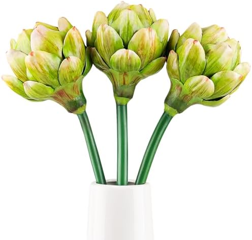 Gresorth 3 Pcs Artificial Artichoke Branches Green