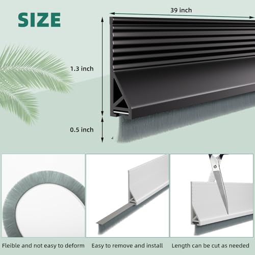 Vannesse Door Draft Stopper with Brush 39 Inch 2 Pack