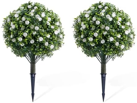 GarveeHome 236 Inch Artificial Topiary Set of 2 with Metal Spikes