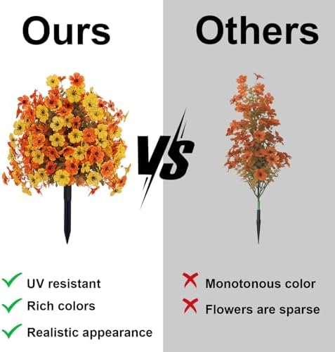Outdoor Fall Artificial Flowers 2 Pack Topiary Bushes with Ground Stakes