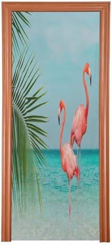 Susiyo Blue Beach Flamingos Door Cover for Halloween